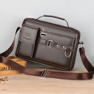 Retro Leather Satchel Messenger Bag for Men Traval Shoulder Bag