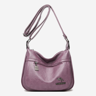 Double Compartment Crossbody Purses for Women Soft Leather Ladies Shoulder Bag