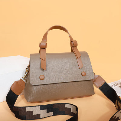 Retro Top Handle Bag For Women Lychee Pattern Leather Bag