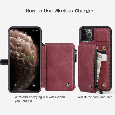 2 IN 1 Anti-theft RFID Phone Bag Wallet Smartphone Case Compatible with iPhone