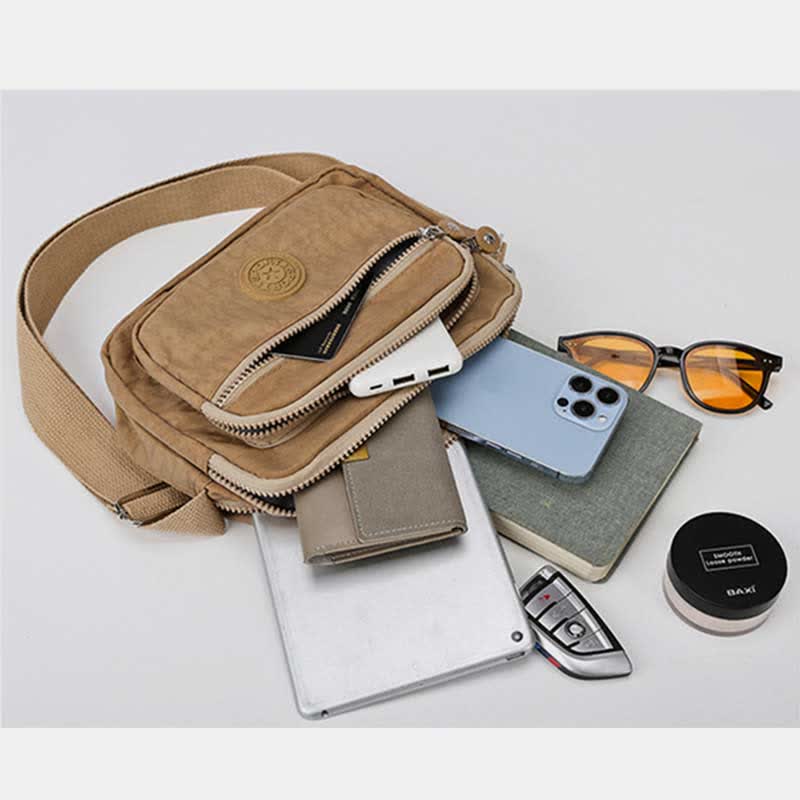 Waterproof Double Compartment Crossbody Bag Purse with Adjustable Shoulder Strap