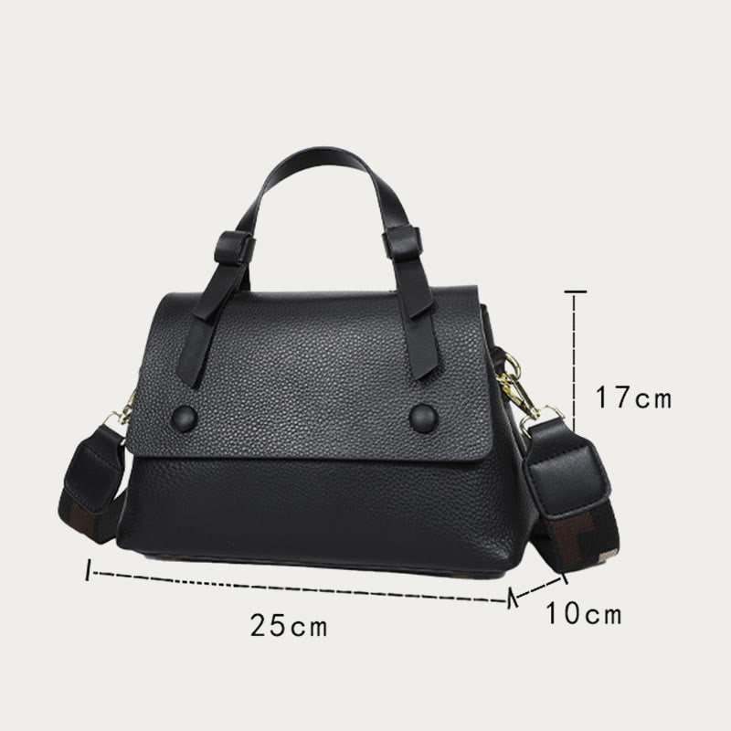 Retro Top Handle Bag For Women Lychee Pattern Leather Bag