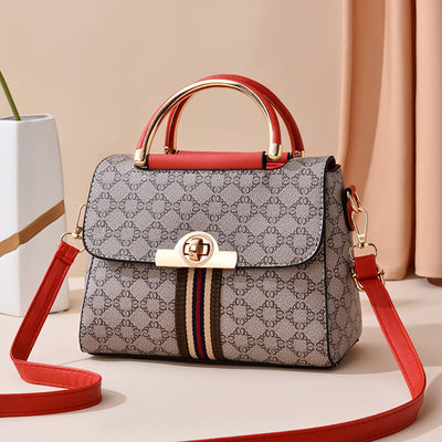 Women Clamshell Buckle Handbag Detachable Strap Retro Crossbody Bag