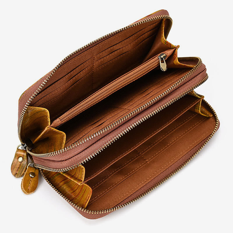 Long Wallet For Men Genuine Leather Retro Casual Clutch
