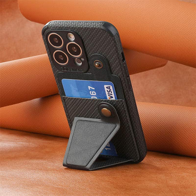 Shockproof Dustproof Leather Phone Case for iPhone with Card Slot Kickstand