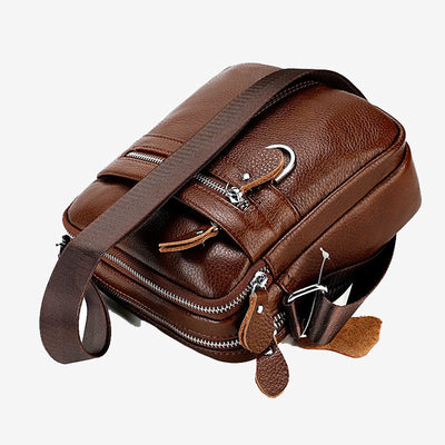 Crossbody Man Purse Minimalist Genuine Leather Single Shoulder Bag