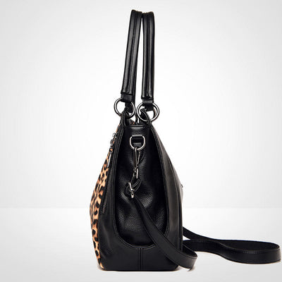 Leopard Zebra Print Tote For Women Vegan Leather Large Handbag