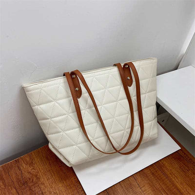 Large Capacity Tote Bags Quilted Leather Shoulder Bag Ladies Handbag
