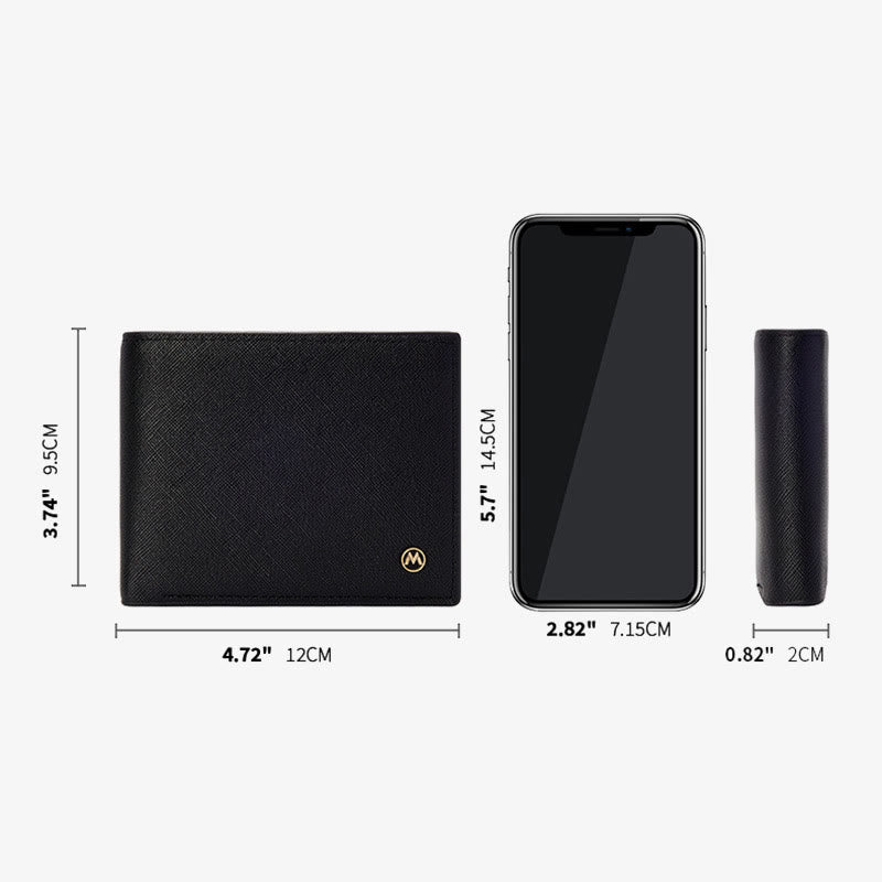 Short Bifold Wallet Men's Gentle RFID Anti Theft Card Purse