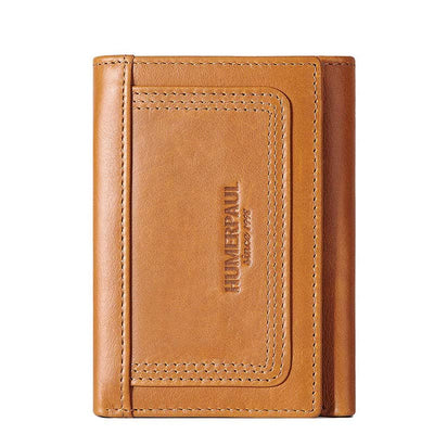 Trifold Roomy Leather Wallet RFID Blocking Anti-theft Wallet