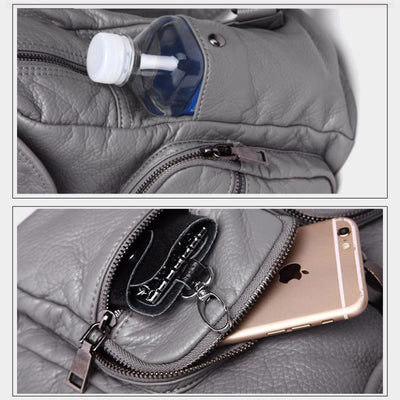 Soft Leather Travel Backpack Small Waterproof Casual Daypack Backpacks for Women