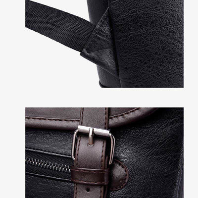 Leather Laptop Backpack for Men Large Capacity College Travel Office Daypack