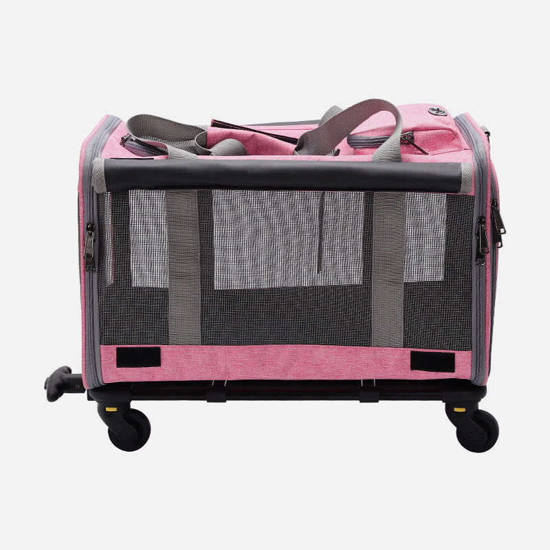 Rolling Pet Carrier Foldable Breathable Pull Rod Pet Bag