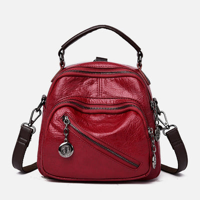Multi-function Soft Faux Leather Shoulder Bag Convertible Backpack Purse