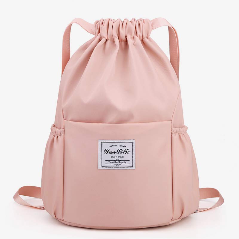Waterproof String Bag Foldable Sports Gym Drawstring Backpack with Side Pocket