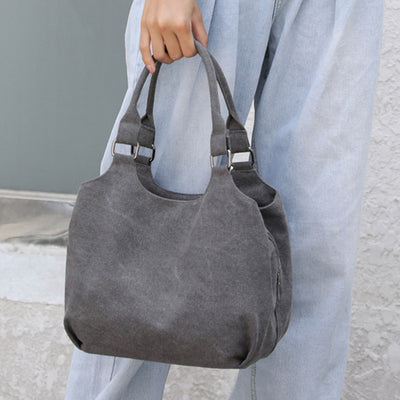 Triple Compartment Canvas Tote Lightweight Functional Hobo Handbag Purse
