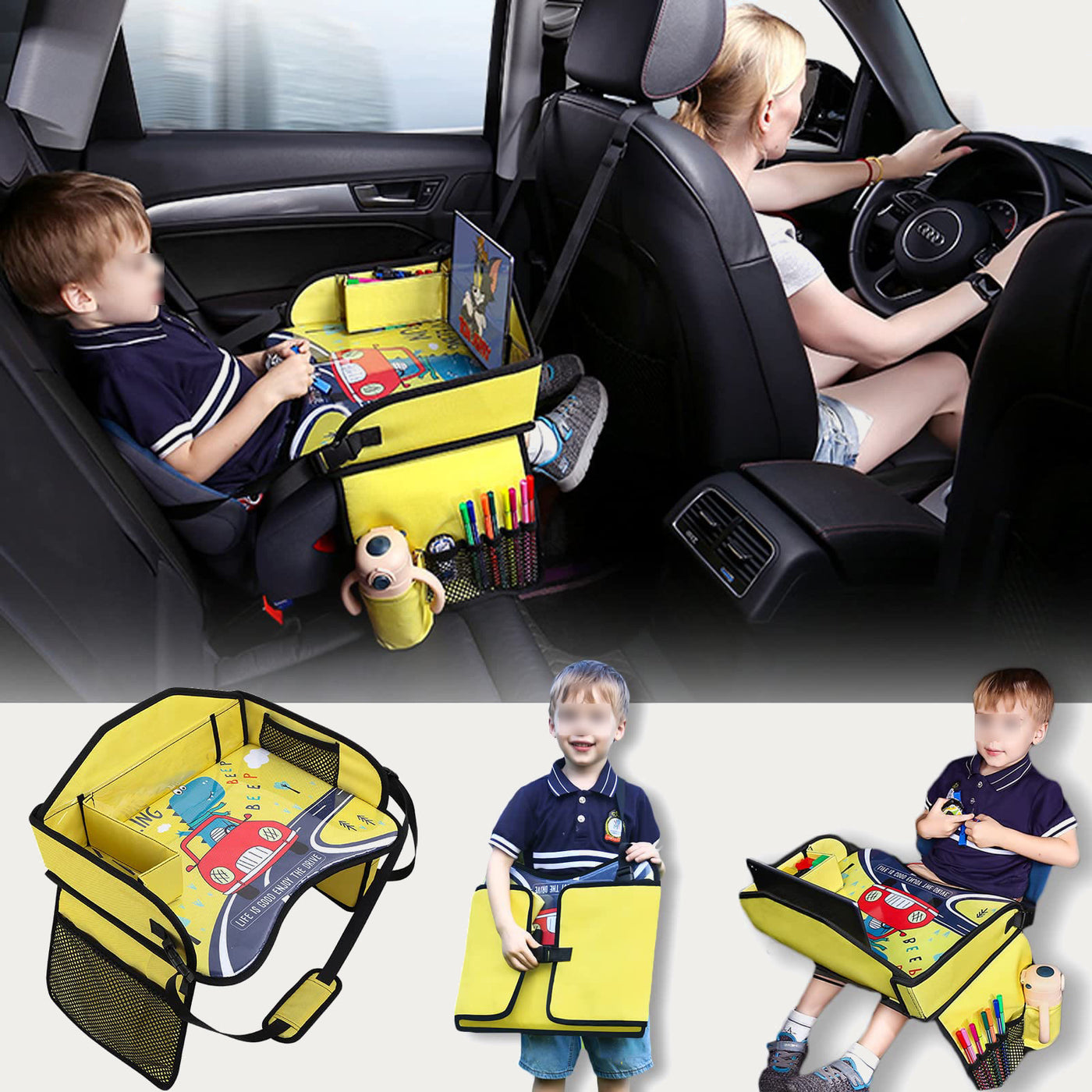 Kids Travel Tray For Car With Load Bearing Belt