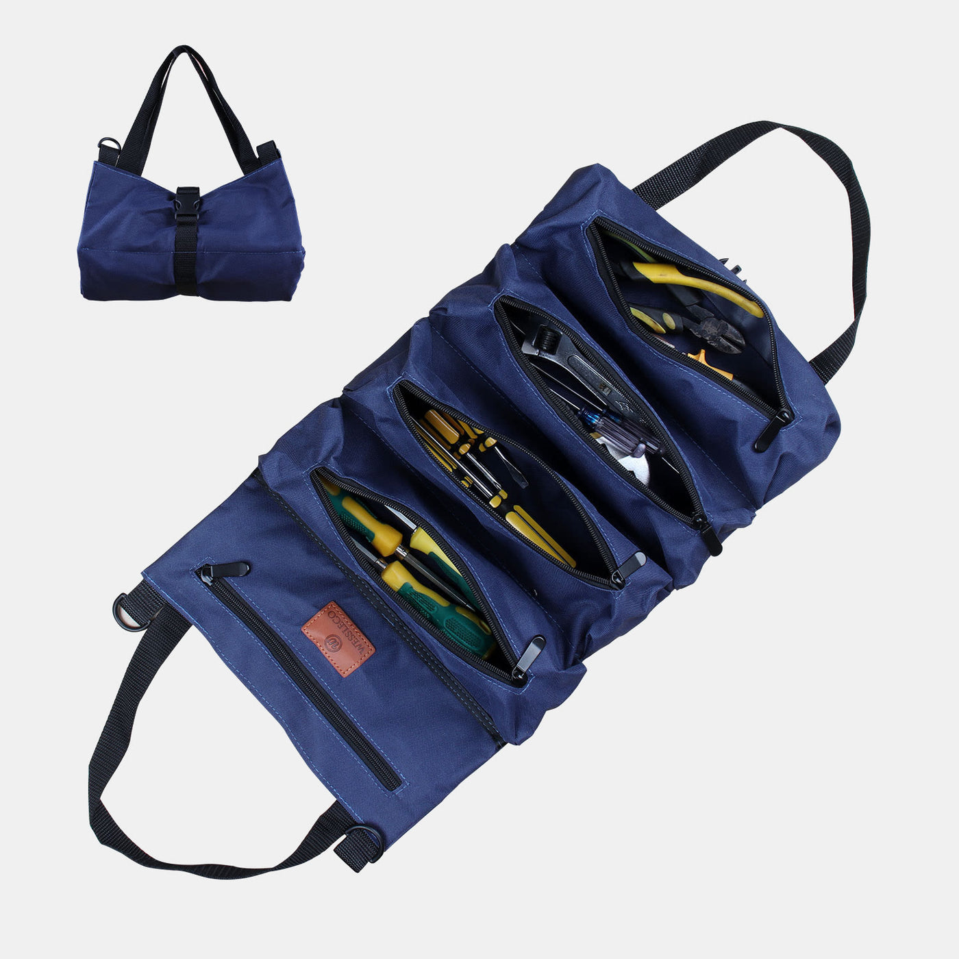 Tool Roll Bag Organizer Heavy Duty Tool Handbag with 5 Tool Pouches