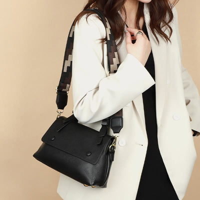 Retro Top Handle Bag For Women Lychee Pattern Leather Bag