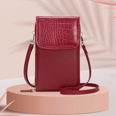 Womens Slim Lightweight Leather Crossbody Phone Bag Credit Card Holder