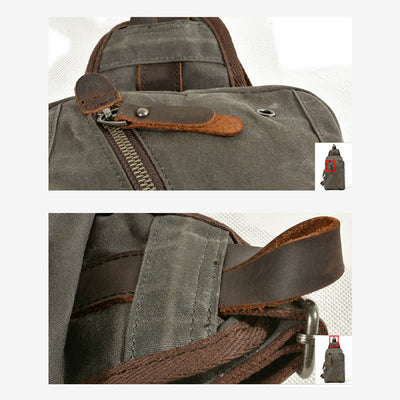 Canvas Sling Bag Shoulder Chest Pack Travel Hiking Crossbody Daypack