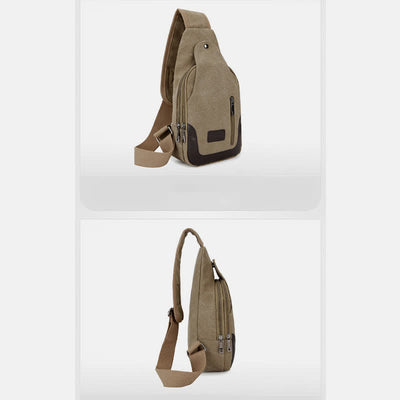 Canvas Sling Bag for Men Outdoor Travel Camping Chest Day Pack