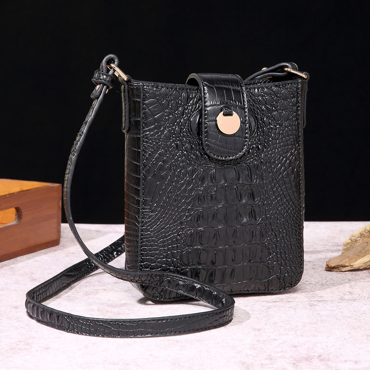 Crossbody Bag For Women Retro Crocodile Pattern Phone Bag