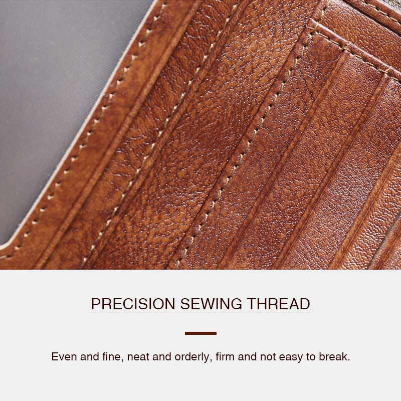 RFID Retro Genuine Leather Tri-fold Wallet
