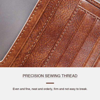 RFID Retro Genuine Leather Tri-fold Wallet