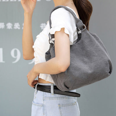 Triple Compartment Canvas Tote Lightweight Functional Hobo Handbag Purse