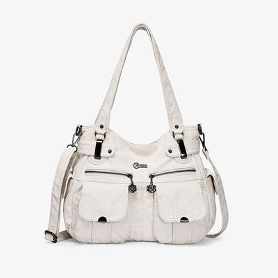 Tote For Women Daily Outing Multiple Pocket Solid Color Bag - White - image 1