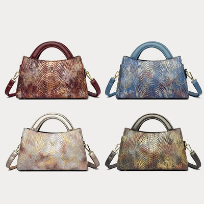 Top-Handle Bag For Women Snakeskin Grain Shape Elegant Crossbody Bag