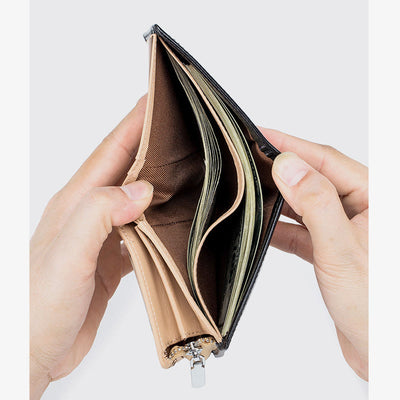 Mens Short Wallet For Business Retro Multifunction Leather Coin Purse