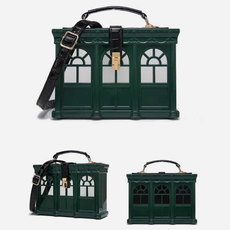 Creative Simulated House Handbag Women Buckle Closure Acrylic Crossbody Bag