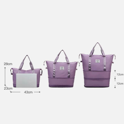 Women Double Expansion Travel Bag Large Lightweight Oxford Duffel Bag
