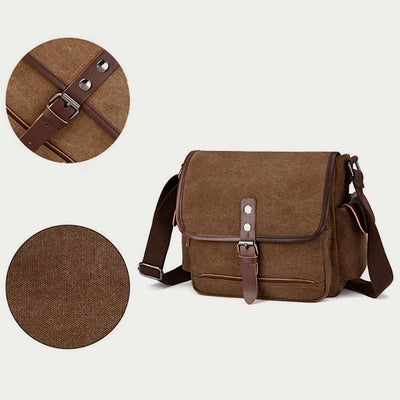 Unisex Retro Canvas Bag Large Functional Crossbody Bag Messenger Bag