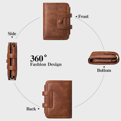 Wallet For Women Retro Slim Leather RFID Shopping Purse
