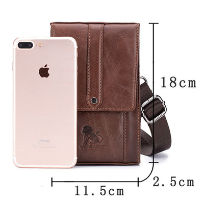 Genuine Leather Wallet Clutch Multi-Slot Waist Bag with Belt Loop Crossbody Strap