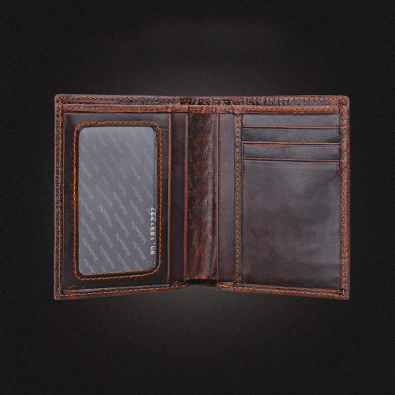 Real Leather Crocodile Engraved Wallet Retro Bifold Wallet