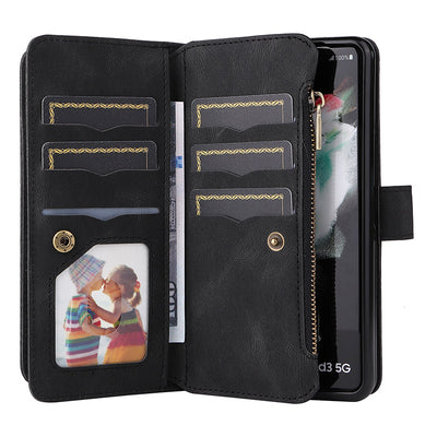 2-In-1 Wallet Case Cell Phone Case for Samsung Z Fold 3 4 Wristlet Zipper Card Holder