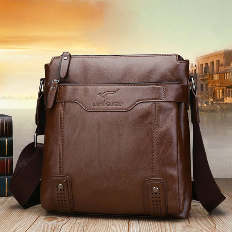 Retro Messenger Bag For Men Vertical Lightweight Crossbody Business Bag