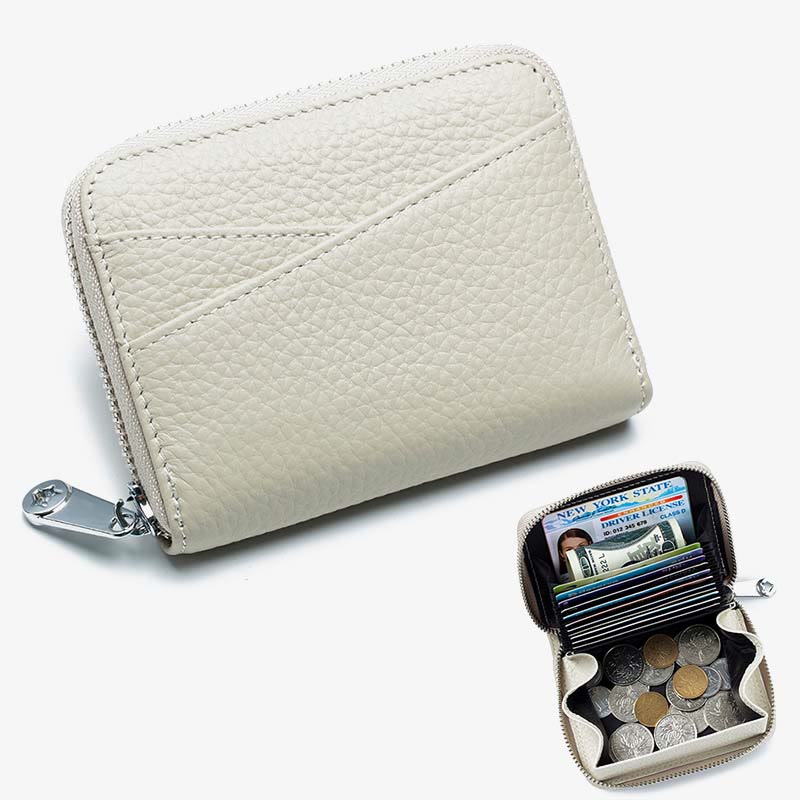 RFID Blocking Zip Around Wallet Small Card Holder Coin Purse Change Pouch