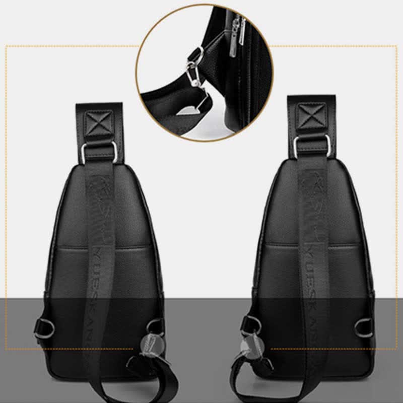 Men Leather Sling Bag Multipurpose Casual Bag Chest Bag Shoulder Bag