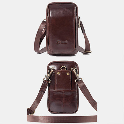 Genuine Leather Multifunctional Belt Loop Pouch Phone Bag Crossbody Bag