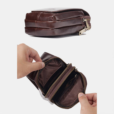 Genuine Leather Multifunctional Belt Loop Pouch Phone Bag Crossbody Bag