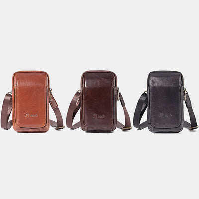 Genuine Leather Multifunctional Belt Loop Pouch Phone Bag Crossbody Bag