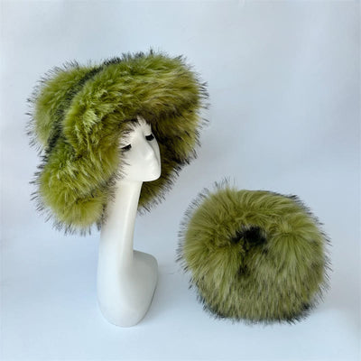 Faux Fur Soft Hat Bag Set For Women Winter Dating