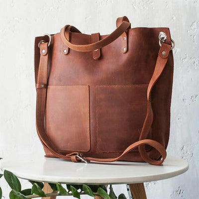 Vintage Oil Wax Leather Crossbody Shoulder Bag Work Totes for Women Purse Handbag