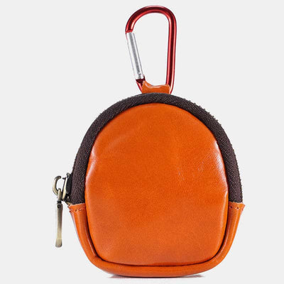 Mini Leather Zipper Coin Purse Cowhide Leather Cute Purses Wallet