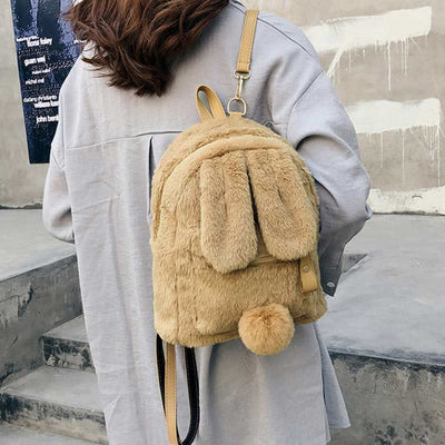 Cute Plush Backpack Daypack for Women Girls with Rabbit's Ear